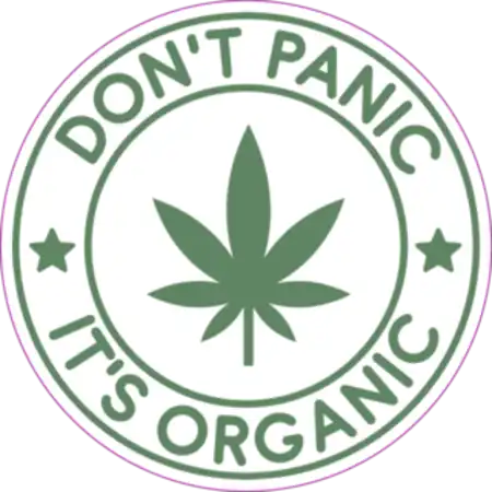 Circular cannabis emblem.