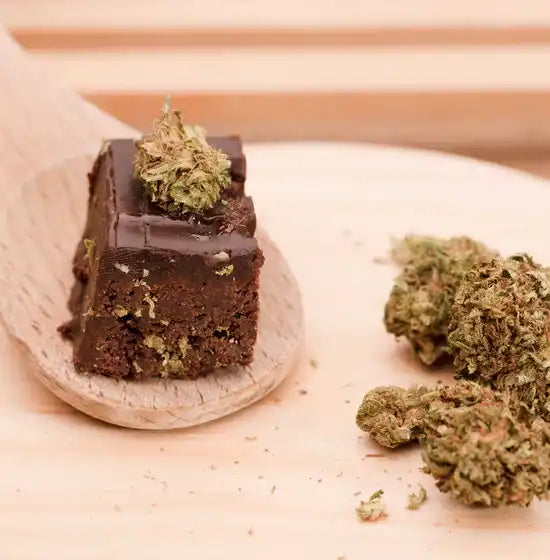 Cannabis-infused chocolate brownie.