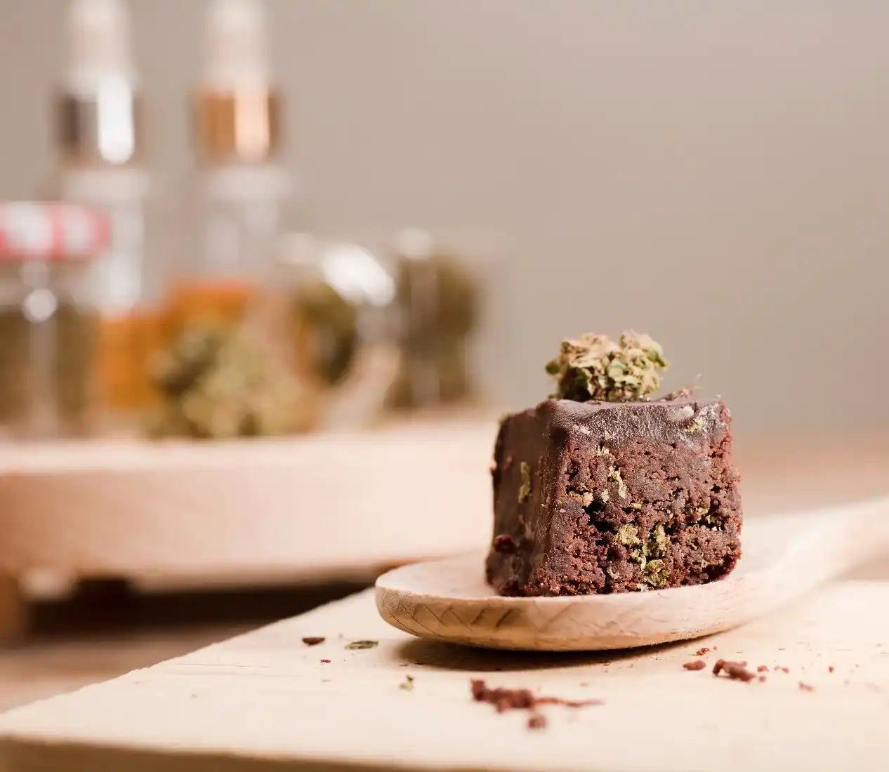 Cannabis-infused chocolate brownie.